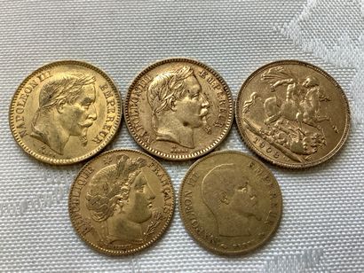 2 pièces 20 francs or, 2 pièces 10 francs...