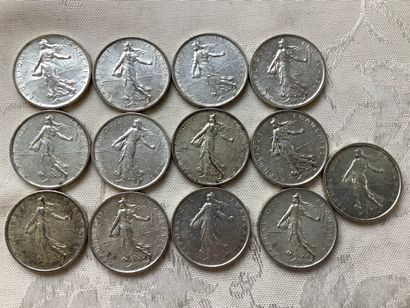 lot of 5 fr semeuse coins, 60s, for 157 grams...