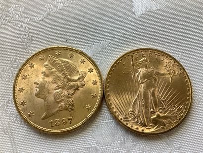 2 pièces de 20 dollars or : 1897, 1924.