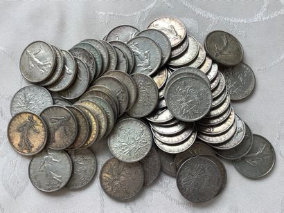 804 grams of silver 5 fr smeuse coins,