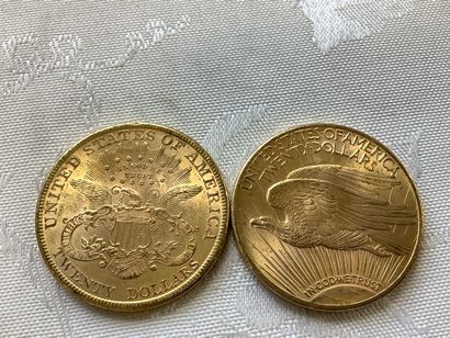 2 pièces de 20 dollars or : 1897, 1924.