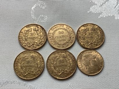 5 pièces 20 francs or et une pièce 10 francs...