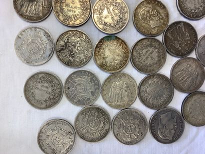 1.394 kg of silver coins 5 frs 19eme, France...