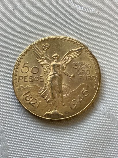 Pièce 50 pesos mexicains en or.