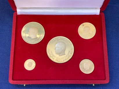 Coffret de pièces en or 900 millièmes Tunisie,...