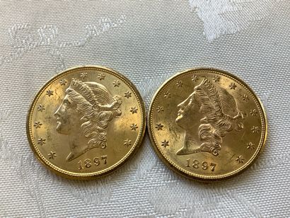2 pièces 20 dollars or années 1897.