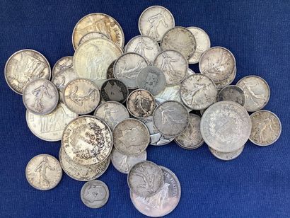 Silver coins weighing a total of 710gr, including...