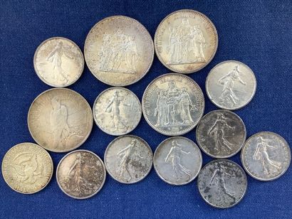 Lot of 14 silver coins, 224gr including 5...