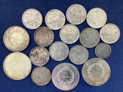 Silver coins weighing a total of 710gr, including...