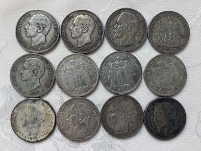 33 silver coins, including 19th, total weight...
