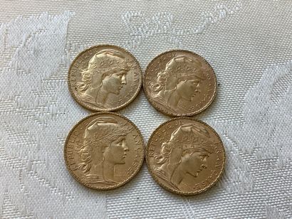 4 pièces de 20 francs or, années 1904, 1906,...