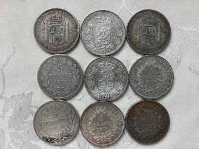 33 silver coins, including 19th, total weight...