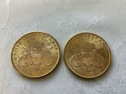 2 pièces 20 dollars or, année 1897.