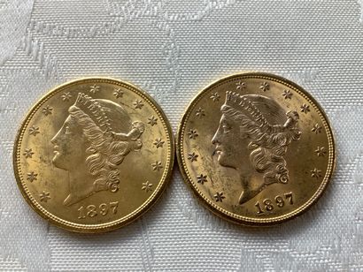 2 pièces 20 dollars or, année 1897.