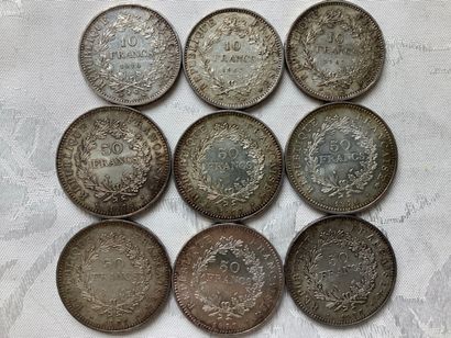Hercules in silver 10 and 50 francs for 255...