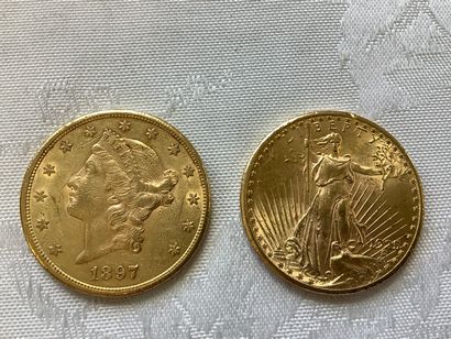 2 pièces de 20 dollars, années 1897, 192...