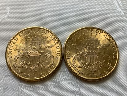 Lot de 2 pièces 20 dollars or : 1897.