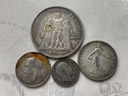 Lot of one 5 fr hercule, 2 fr semeuse and...