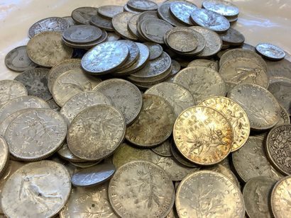 1.350 kg silver coins, 2 frs and miscell...