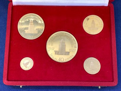 Coffret de pièces en or 900 millièmes Tunisie,...