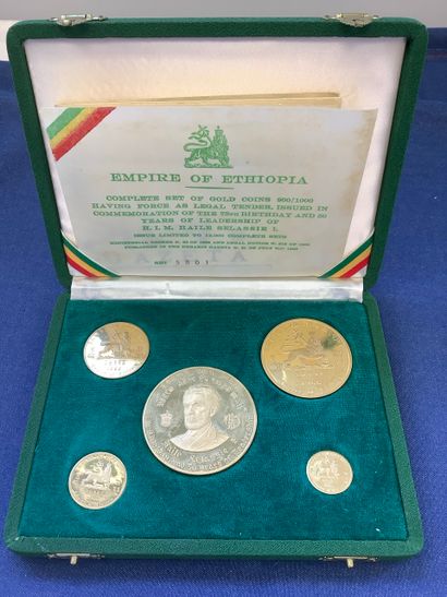 Coffret de pièces en or 900 millièmes Éthiopie...