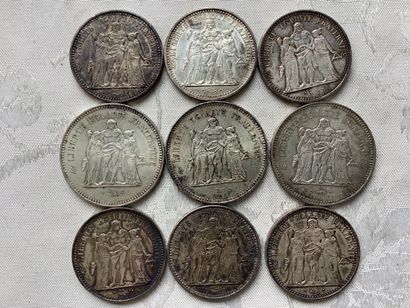 405 grams of silver coins including 10 frs,...