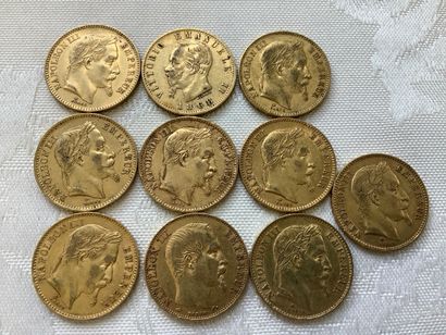 9 pièces 20 francs or et 1 pièce italienne...