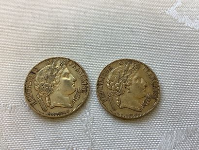 2 pièces 20 francs or, années 1850, 1851...