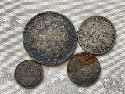 Lot of one 5 fr hercule, 2 fr semeuse and...