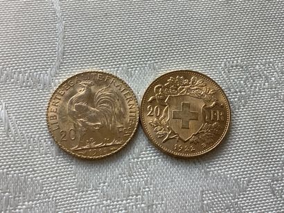 2 pièces 20 francs or, années:1914, 1922...