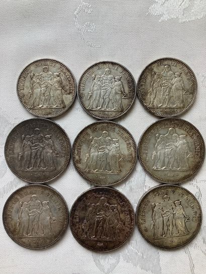 Hercules in silver 10 and 50 francs for 255...