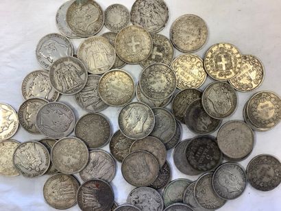 1.394 kg of silver coins 5 frs 19eme, France...