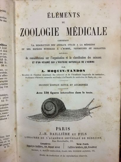 MOQUIN-TANDON, Éléments de zoologie médicale,...