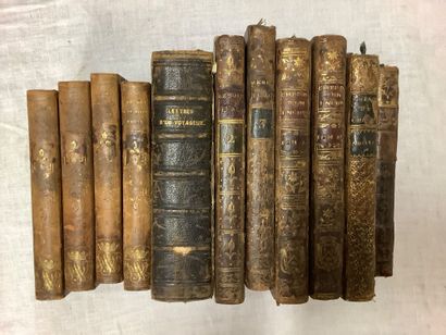 Lot de reliures XVIIIe et XIXe siècle dépareillées,...