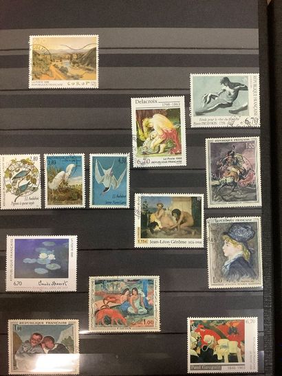 Ensemble de cinq albums de timbres dont blocs...