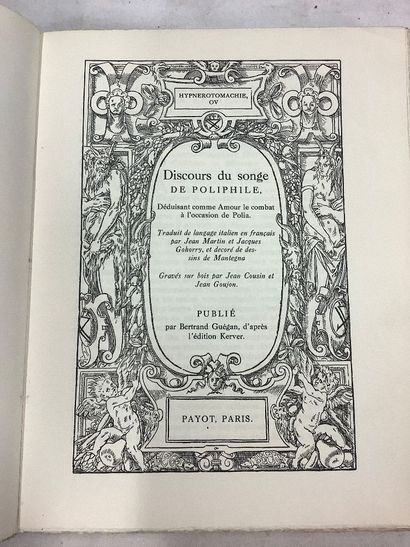 Livre In-8 broché «les songes de Poliphile»...