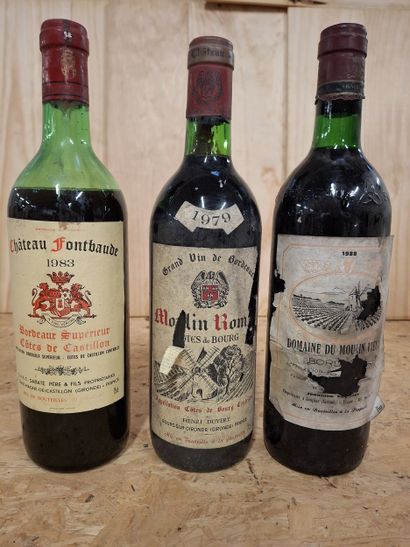Lot de 3 Bouteilles 
1 Côtes de Bourg 1979...