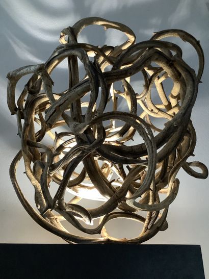 Lampe liane, fonctionnelle sur pied laqué...