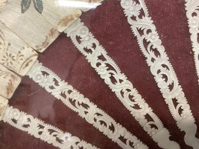 Éventail en tissu, peint, sous cadre, avec...