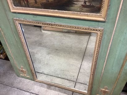 Grand trumeau XIXème bois et toile, à décor...