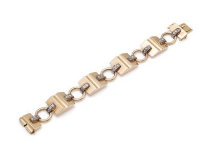 Bracelet articulé en or 585 et argent 800...