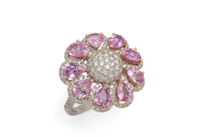 Belle bague en or gris 750 millièmes stylisant...