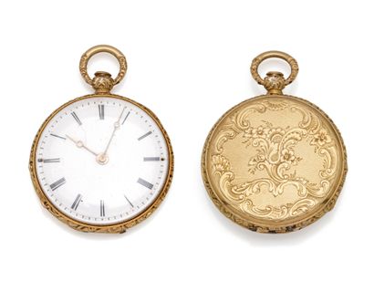 Montre de poche en or 750 millièmes, cadran...