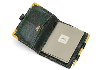 HERMÈS
Fir green crocodile corner mini notebook...