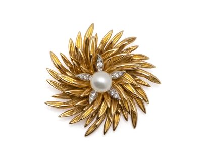 Broche 2 tons d'or 750 millièmes, stylisant...