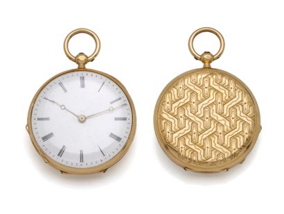 Petite montre de poche en or 750 millièmes,...