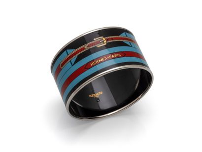 HERMES
Enameled silver-plated cuff bracelet...
