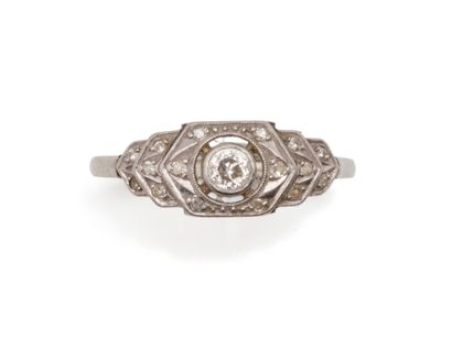 Bague en or 750 et platine 850 millièmes,...