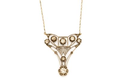 Beau pendentif en or 585 et argent 800 millièmes...