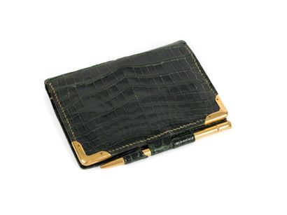 HERMÈS
Fir green crocodile corner mini notebook...